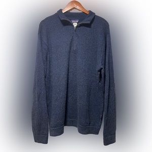 Patagonia 1/4 Quarter Zip Lambswool Alpiniste Pullover Sweater Sz L Speckle Blue